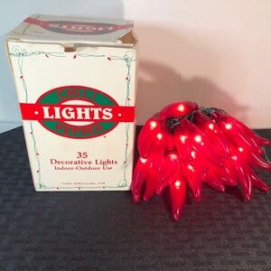 Casa Noel Chili Pepper Lights String of 35 Indoor Outdoor Decorative Vintage
